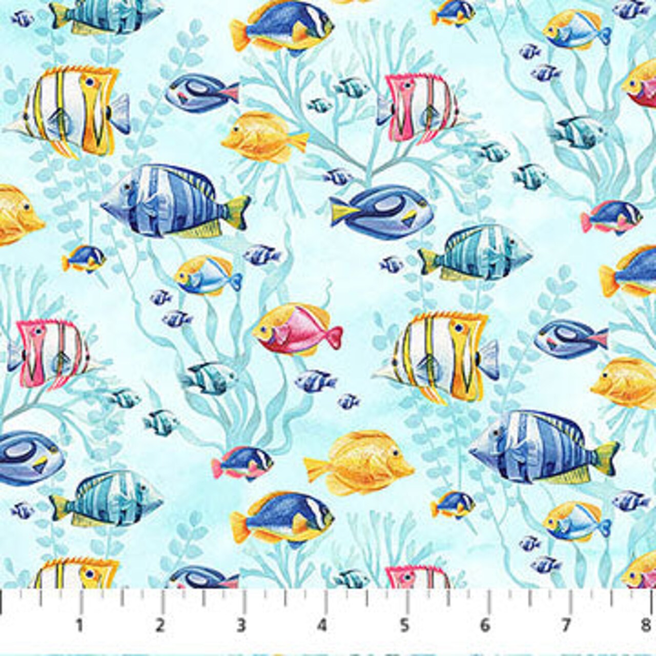 Fabric Northcott Blue Fish Coastal Breeze by the Quarter Yard DP28562-62